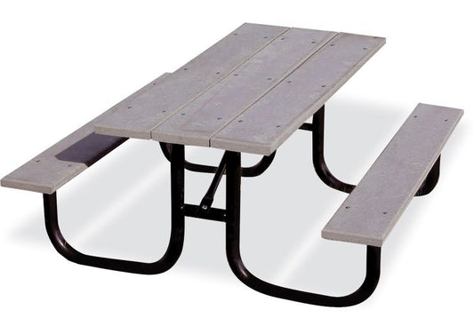 Recycled Heavy Duty Rectangular Table 6-feet / Recycled Plastic Planks / Gray