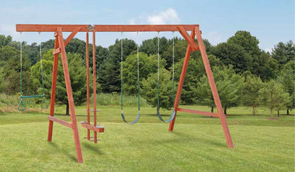 Amish Wood Swingset - Wood Glider, 2 Belt Swings, Trapeze