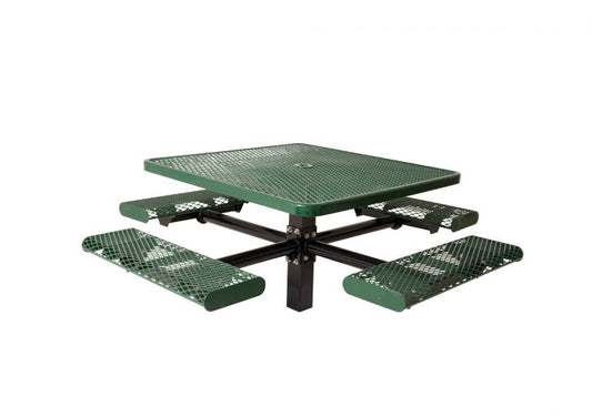 Single Pedestal Table - Square In-Ground / Diamond Rolled Edge