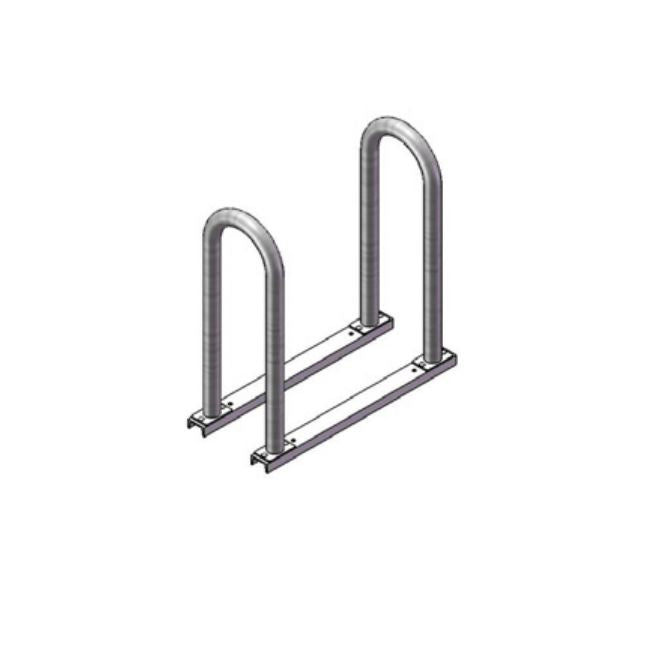 Inverted U Bike Rack on Rails - Round Tubing