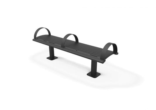 Richmond Series Steel Bench without back 6' RICHMOND SERIES STEEL HORIZONTAL SLAT W/O BACK BENCH (ARM RESTS) - SURFACE MOUNT