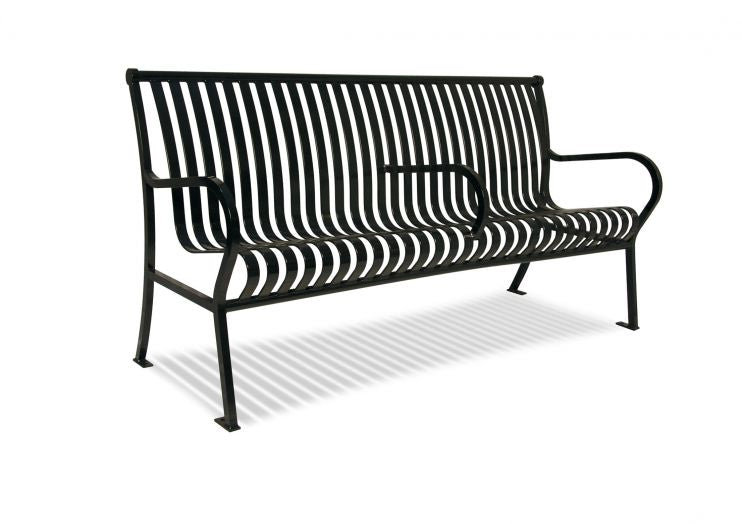 Hamilton Bench w/ Back 6' HAMILTON BENCH W/ BACK, HORIZONTAL SLAT - CENTER ARM REST