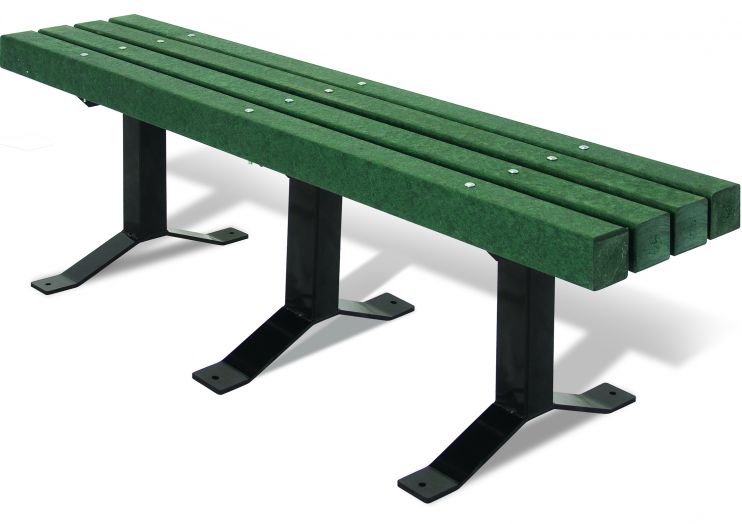 Recycled Bench without Back, 4 x 4 Planks 6' RECYCLED GREEN BENCH WITHOUT BACK - 4 X 4 PLANKS, SURFACE MOUNT