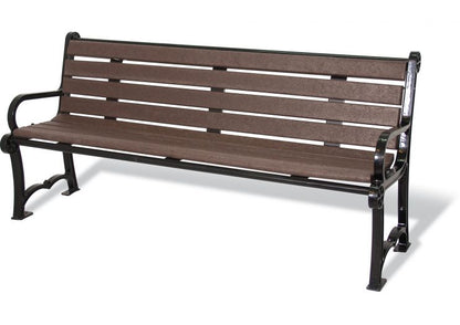 Charleston Recycled Bench with back 6-feet / Cedar / Portable/ Surface Mount