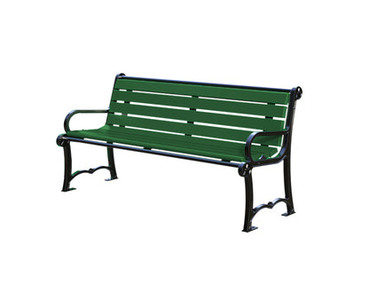 Charleston Recycled Bench with back 6-feet / Gray / Portable/ Surface Mount
