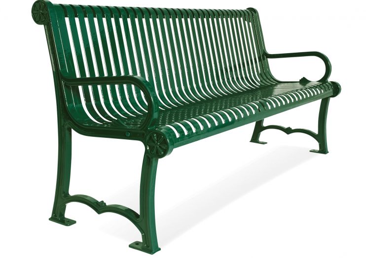 Charleston Cast Bench with back 6-feet / Slat / Portable/ Surface Mount