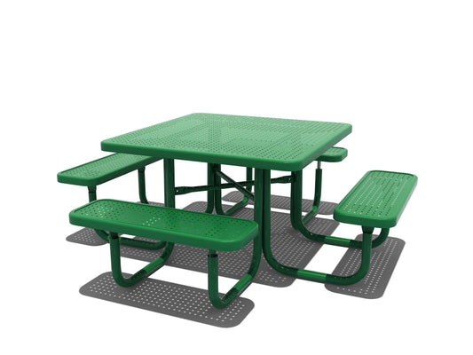 46" Square Picnic Table with Bench Seats-Perforated Default Title